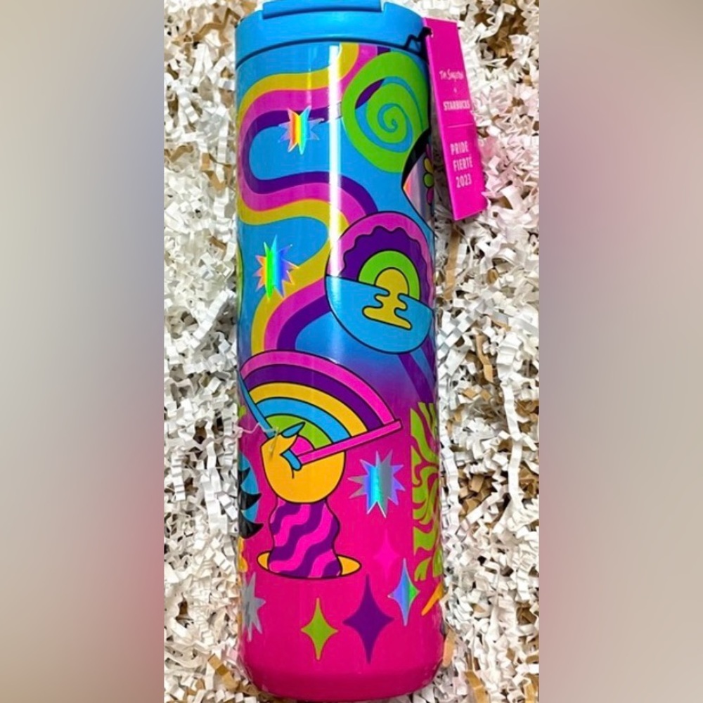 Starbucks Tim Singleton Pride Hot Cup Stainless Tumbler Holographic New 2023